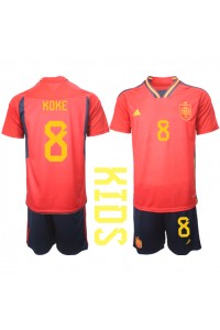 Fotbalové Dres Španělsko Koke #8 Dětské Domácí Oblečení MS 2022 Krátký Rukáv (+ trenýrky)